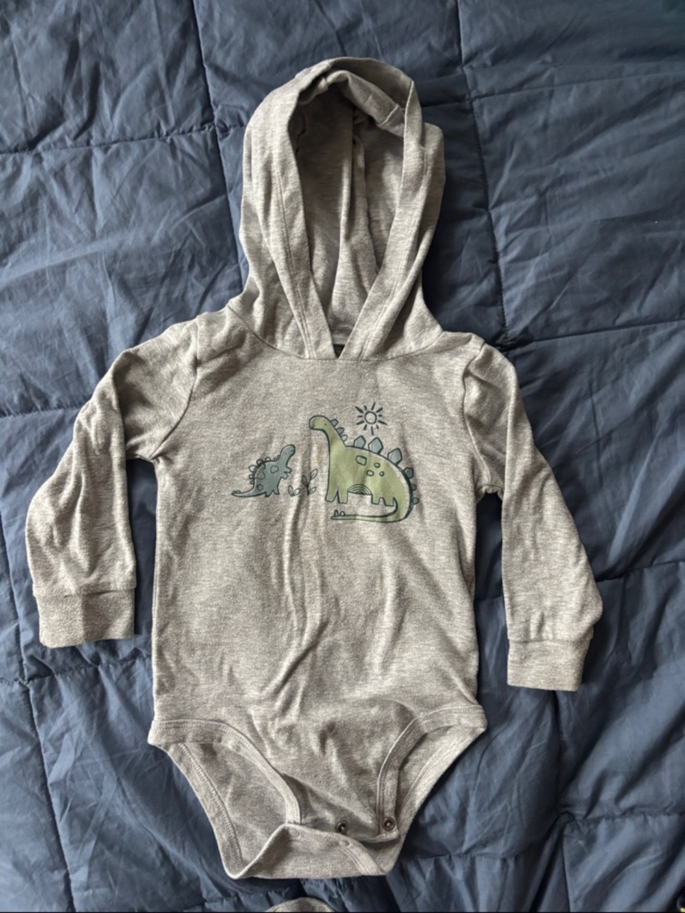 2 Carters Grey Dinosaur onesies